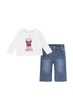 Комплект 2в1 Levi's для девочки: лонгслив и джинсы Бело-синий (986 set pvu white (86 (18m)) - изображение 1