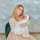 Костюм для крещения девочки Мамине Сонечко Корона маленькая плюс золото 56 велюр айвори кружево молоко + мешочек для локона в подарок (11260-1) - изображение 5