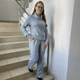 Костюм J.London женский трикотажный теплый ангора кофта хомут прямые брюки 48 голубой - изображение 5