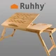 Бамбуковый столик подставка для ноутбука планшета и ПК складной Laptop table раскладной столик для работы Ruhhy S23452 - изображение 2