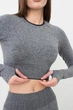 Спортивный топ укороченный с разрезом на рукаве Giulia CROP TOP SPORT MELANGE L/XL Black-nero, кроп топ - изображение 4