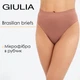 Трусы бразилиана женские бесшовные в рубчик Giulia BRASILIAN BRIEFS RIB S/M Brown-mokko, Бесшовные трусы женские в рубчик - изображение 1