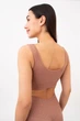Бесшовный топ в рубчик на широких бретелях Giulia TOP RIB S/M Brown-mokko, Топ с Широкими Бретелями Рубчик - изображение 3