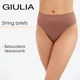 Трусики стринги женские бесшовные Giulia STRING BRIEFS GRAIN S/M Brown-mokko, удобное нижнее бельё - изображение 1