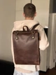 Большой кожаный дорожный рюкзак Vintage коричневого цвета (bg147fash96) - изображение 9