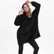 Толстовка плед с капюшоном и рукавами Huggle Hoodie теплый халат худи оверсайз Black - изображение 2