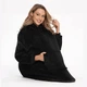Толстовка плед с капюшоном и рукавами Huggle Hoodie теплый халат худи оверсайз Black - изображение 4
