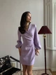 Платье мини на запах лилового цвета 36323 One Size - изображение 7