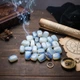 Руны Футарк (24 шт.) из натурального опала (лунный камень) с золотой гравировкой - изображение 1