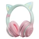 Беспроводные детские наушники PowerMe Kitty с ушками и RGB-подсветкой съемный микрофон Pink - изображение 2