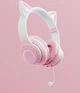 Беспроводные детские наушники PowerMe Kitty с ушками и RGB-подсветкой съемный микрофон Pink - изображение 3