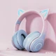 Бездротові дитячі навушники PowerMe Kitty з вушками і RGB-підсвічуванням знімний мікрофон Violet - зображення 8