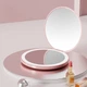 Карманное косметическое зеркало двойное с LED подсветкой и х2 увеличением на аккумуляторе Pocket Mirror розовое (GS-176841) - изображение 2