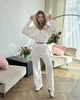 Женский велюровый костюм с капюшоном. Молочный, XL - изображение 1