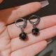 Серьги подвески кубик с черными камнями Fashion Jewelry серебристые - изображение 2