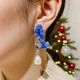 Серьги крылья бабочки с жемчугом и синими камнями Fashion Jewelry серебристые - изображение 1