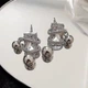 Сережки підвіски з великим каменем Fashion Jewelry сріблясті - зображення 2