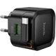 Мережевий зарядний пристрій HOCO C154A Changer With Retractable Cable Type-C PD20W+QC3.0 (1USB-C) (Black) (243480) - зображення 4