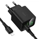 Мережевий зарядний пристрій HOCO CS83A Excellent with digital display PD20W+QC3.0 (1USB-A/1C) + кабель Type-C to Lightning (Black) (243557) - зображення 5