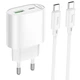 Сетевое зарядное устройство HOCO C109A Fighter PD20W+QC3.0 (1USB-A/1C) + кабель Type-C to Type-C (White) (243511) - изображение 1