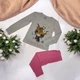 Детская пижама для девочки Baykar домашний костюм с жирафиком хлопок и эластан р 2 92 - 98 см серо-розовый 9294-220 - изображение 3