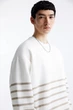 Світшот на флісі Pull & Bear молочний в бежеву смужку FZUUA953 L - изображение 4