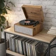 Вініловий програвач Audizio Fremont Wood на ніжках, Bluetooth IN/OUT, вбудовані динаміки, фонокоректор і підсилювач, ретро програвач платівок у дерев’яному корпусі, музичний центр для дому - зображення 5