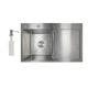 Мийка для кухні інтегрована Lidz Handmade H7849R крил праворуч (LDH7849BRUR45591) Brushed Steel 3,0/1,0 мм - зображення 1