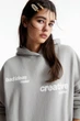 Худі на флісі Pull & Bear світло-сірий з принтом NDZZO350 XL - зображення 4