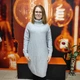 Платье вязаное тёплое платье воротник хомут шерсть под горло L-XL серое - изображение 1