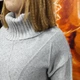 Платье вязаное тёплое платье воротник хомут шерсть под горло L-XL серое - изображение 2