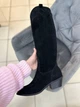 Женские высокие замшевые казаки кожаный подклад черного цвета (529/10140) 38 - изображение 4