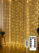 Светодиодная гирлянда-штора 3×3 м, новогодняя интерьерная, 300 LED, USB + пульт ДУ, теплый свет (9889684576) - изображение 1