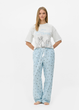 Жіночі піжамні штани Primark Wide Leg Pajama Bottoms XL для дому та сну Блакитний (8643) - зображення 2