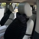 Подушка підголовник в авто з алькантари Lux прошитий квадратний ромбік Чорний з чорним рядком - изображение 7