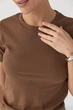 Однотонна жіноча еластична футболка - коричневий колір, ONE SIZE - изображение 4