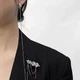 Сережки заколка на одне вухо з камінням та ланцюжок Fashion Jewelry сріблясті - зображення 3