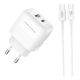 Сетевое зарядное устройство XO L137 New Logo 1USB-C/1USB PD/QC 20W в комплете кабель Type-C to Type-C 1м White - изображение 1