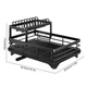 Сушилка для посуды двухуровневая BauTech 42.5 x 29.5 x 17 см с держателем для тарелок, металлическая, черная - изображение 2
