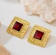 Сережки стильная акцентная вечерняя бижутерия jewelry Золотистый красный - изображение 2