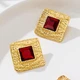 Сережки стильная акцентная вечерняя бижутерия jewelry Золотистый красный - изображение 3