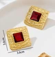 Сережки стильная акцентная вечерняя бижутерия jewelry Золотистый красный - изображение 5