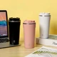 Термочашка с мешалкой 400мл USB Розовая для кофе автоматическая - изображение 5