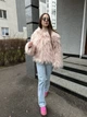 Эко-шуба из искусственного меха лама, цвета пудра, зима, размер M - изображение 5