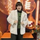 Шуба женская эко мех лама карманы без капюшона 52 бежевая - изображение 1