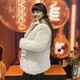 Шуба женская эко мех лама карманы без капюшона 52 бежевая - изображение 3
