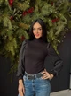 Жіноча елегантна кофта гольф в рубчик Fashion 50/52 чорний - зображення 1