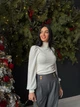 Женская элегантная кофта гольф в рубчик Fashion 46/48 молочный - изображение 2