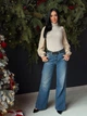 Женская элегантная кофта гольф в рубчик Fashion 42/44 бежевый - изображение 1
