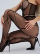 Женские колготки в сеточку с геометрическим узором бесшовные черные one size - изображение 5